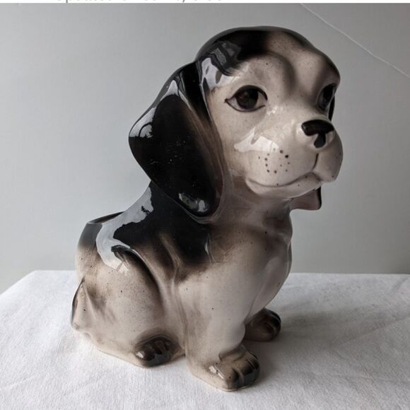 Vintage Tilso Japan Brown and Cream Puppy Dog Ceramic Planter MCM - Picture 1 of 10